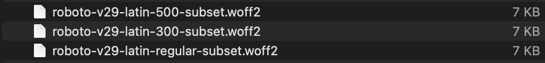 Subsetted woff2 files